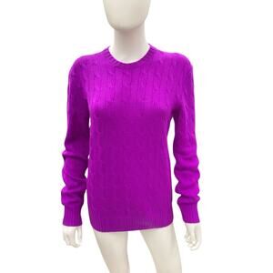 NWT Polo Ralph Lauren Sweater Unisex Size S Cable Knit 100% Cashmere Soft Purple